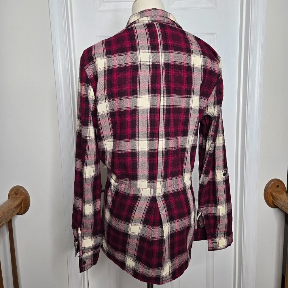 Wild Blue Sadie Robertson Red Plaid Cardigan Completer Shirt Top Sz S - Picture 3 of 16